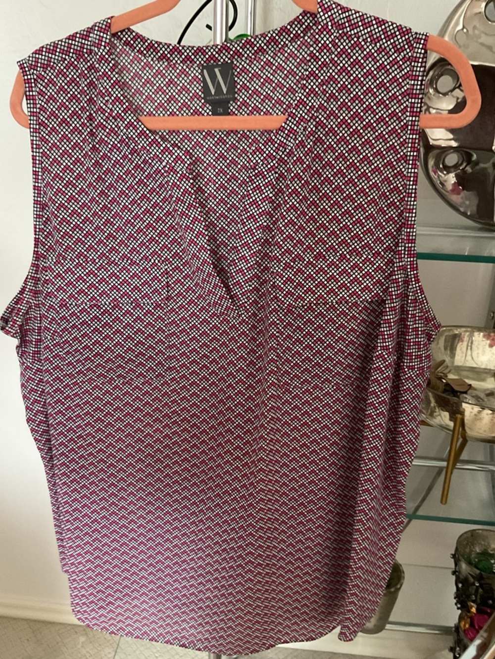 W by Worth Pink Geometric Sleeveless Shell Top